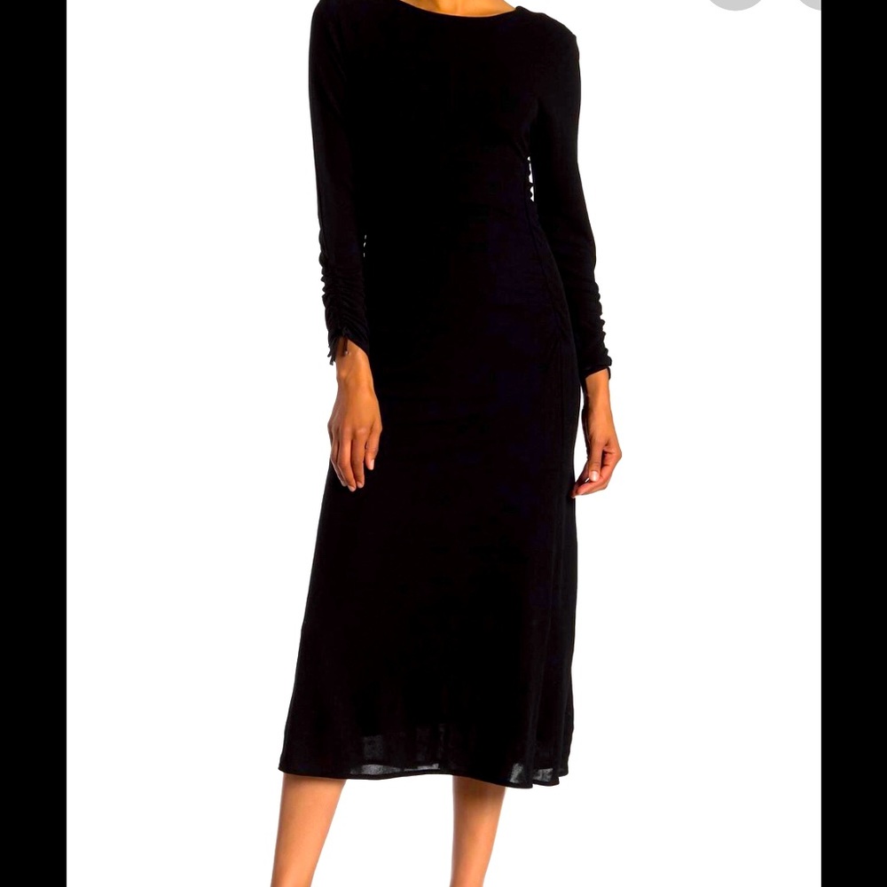 Esera Long Sleeve Ruched Solid Dress